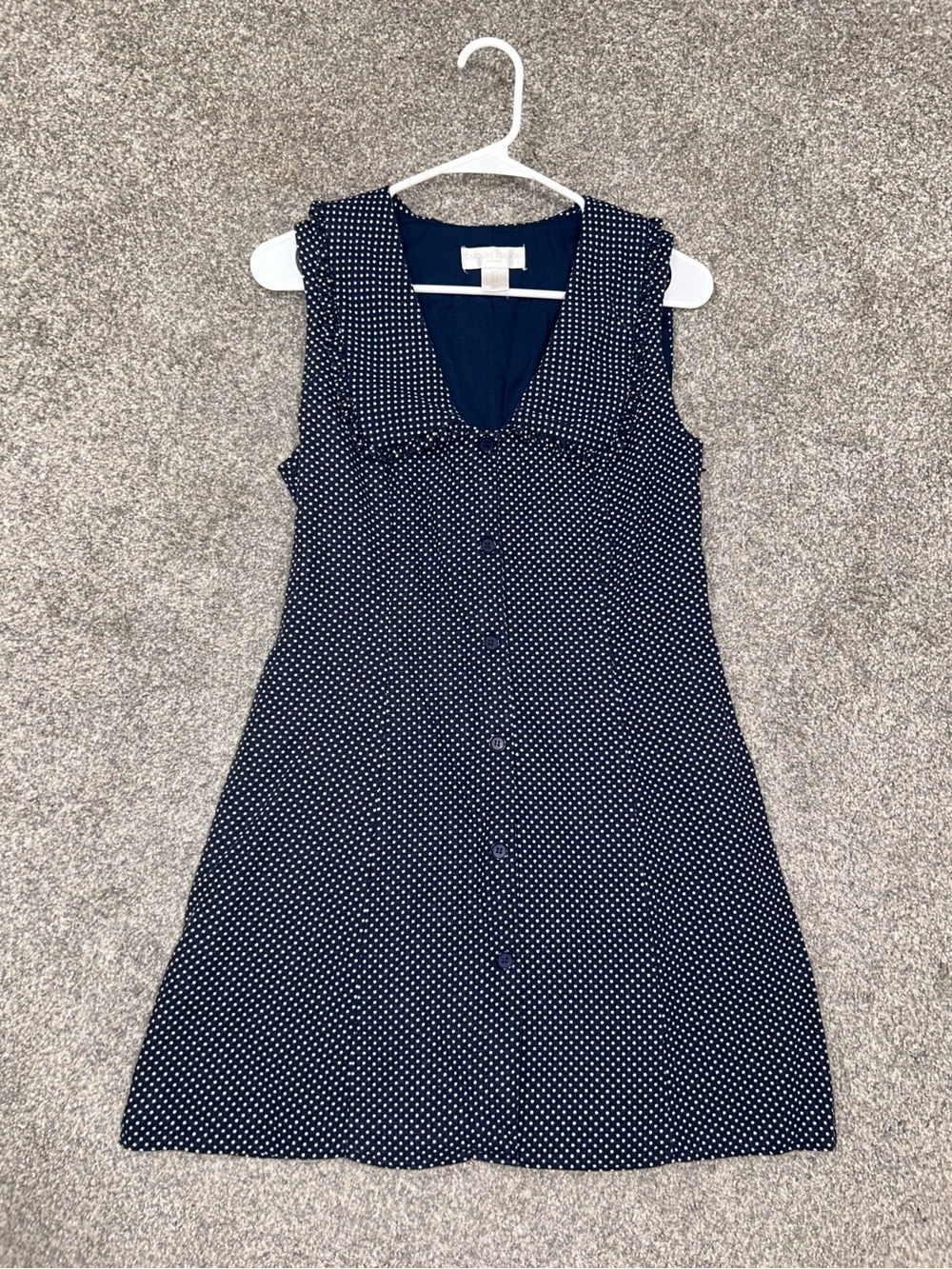 Caroline Constas Navy Blue White Polka Dot Mini Dress Peter Pan Collar Sailor 4